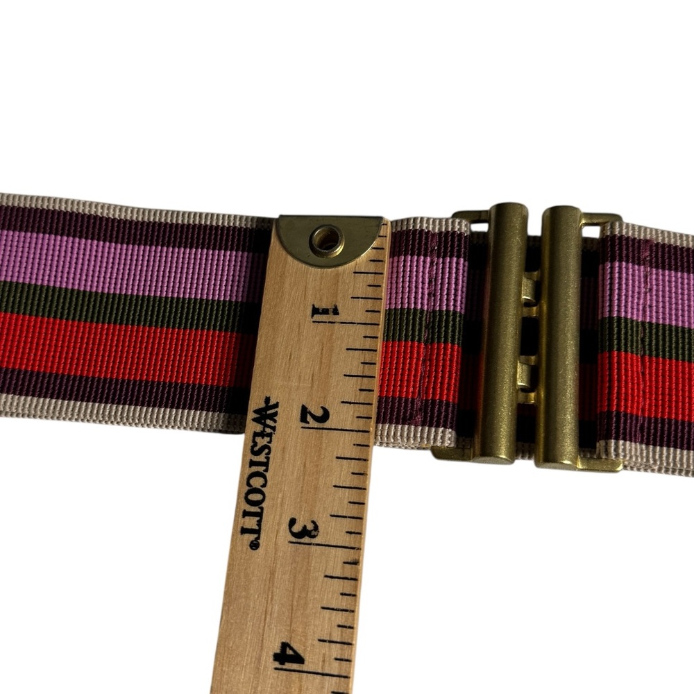 J.Crew Striped Vintage Womens Stretch Belt Made in USA Size Medium - Picture 3 of 8